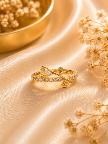 Premium Sparkling Leaf Wrap Finger Ring 💖
