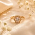 Hexagon Halo Crystal Ring for Women | Gold-Plated Anti-Tarnish Adjustable Statement Ring ✨💍