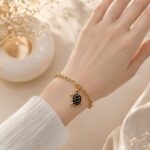Elegant Black Turtle Charm Gold Bracelet for Women | Minimalist Korean Style Wrist Bracelet 🐢✨