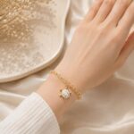 Elegant White Turtle Charm Gold Bracelet for Women | Minimalist Korean Style Wrist Bracelet 🐢✨