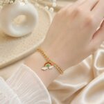 🌈 Rainbow Charm Gold Bracelet for Kids & Girls | Cute Adjustable Chain Bracelet | Korean Style Fashion Jewellery ✨