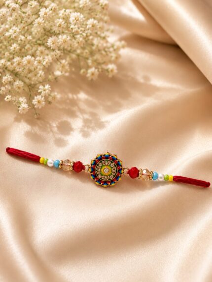 BRO NO.1 Designer Rakhi with Colourful Mandala Centre & Beads | Premium Brother Raksha Bandhan Rakhi peace of 6 🌼