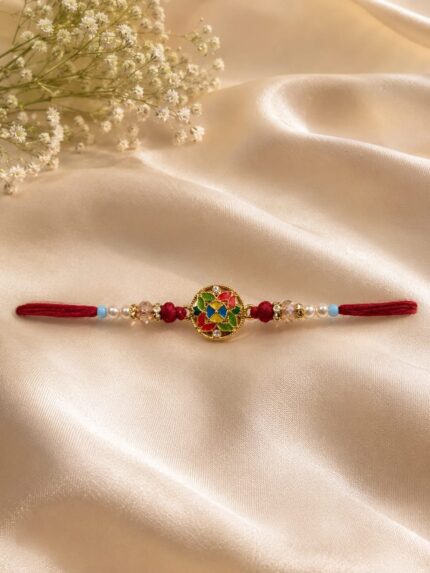 Elegant Multicolor Floral Designer Rakhi for Brother | Premium Handcrafted Raksha Bandhan Rakhi 
peace of 5