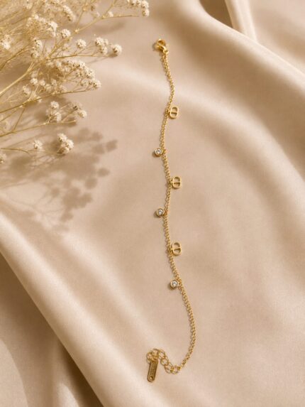 Luxury Gold Charm Bracelet for Women | Stainless Steel Anti Tarnish Bracelet with Crystal Charms