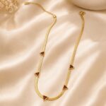 Ruby Triangle Charm Gold Chain Necklace
