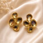 Golden Galaxy Cluster Statement Earrings