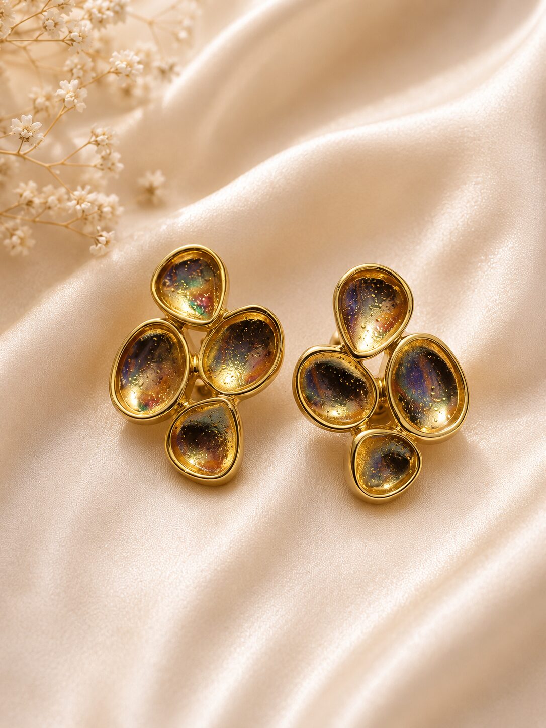 2026/07/16533.jpg Golden Galaxy Cluster Statement Earrings - Image 1