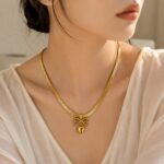Golden Bow Heart Pendant Chain