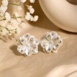 Pearl White Crystal Bloom Stud Earrings