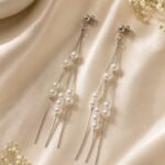 Silver Pearl Tassel Drop Earrings