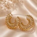 Gold Spiral Statement Hoop Earrings