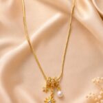 Golden Sunburst Pearl Charm Necklace