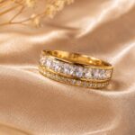 Golden Double-Layer Crystal Band Ring