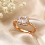Rose Gold Princess-Cut Halo Ring