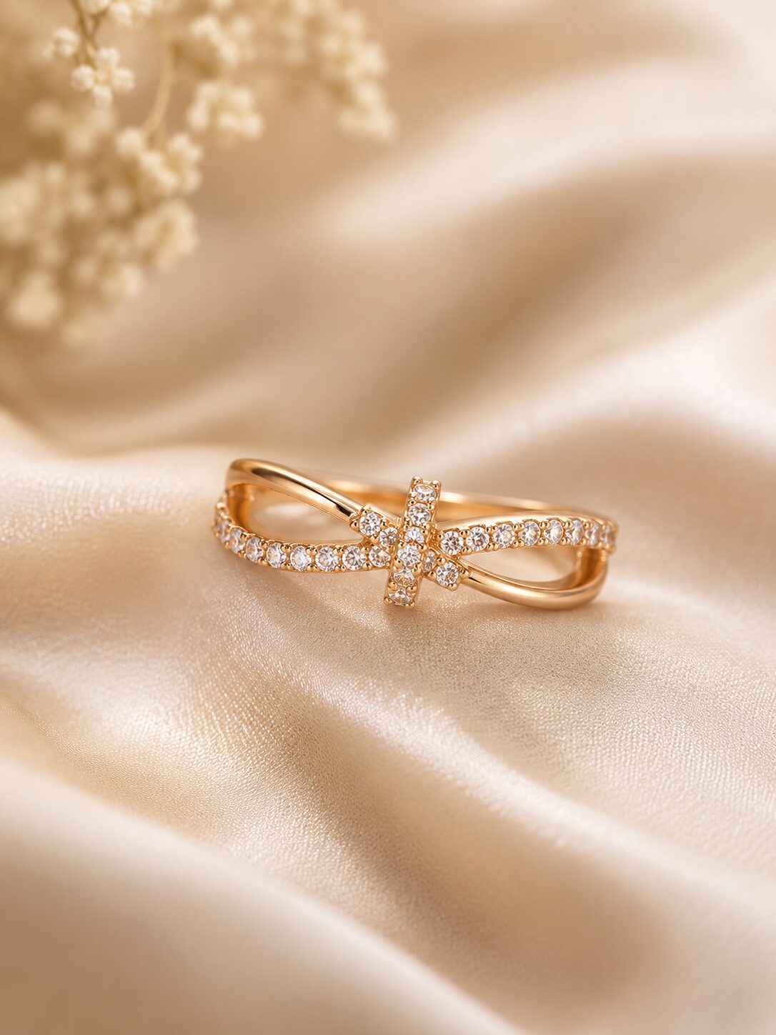 2026/07/16989.jpg Golden Infinity Bow Crystal Ring - Image 1
