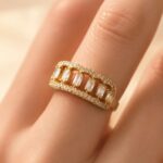 Golden Baguette Crystal Statement Ring