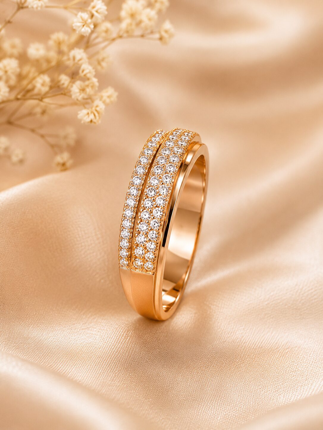 2026/07/17001.jpg Rose Gold Double-Layer Pavé Crystal Ring - Image 1