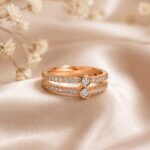 Rose Gold Twin-Line Solitaire Crystal Ring