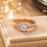 Rose Gold Round Solitaire Crystal Ring
