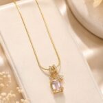 Golden Blush Crystal Charm Pendant Necklace