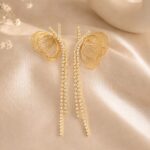 Golden Butterfly Crystal Tassel Earrings