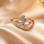 Rose Gold Crystal Swirl Floral Ring