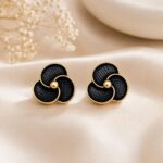 Midnight Bloom Black Floral Stud Earrings
