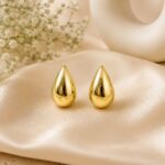 Premium Golden Teardrop Stud Earrings KAJU