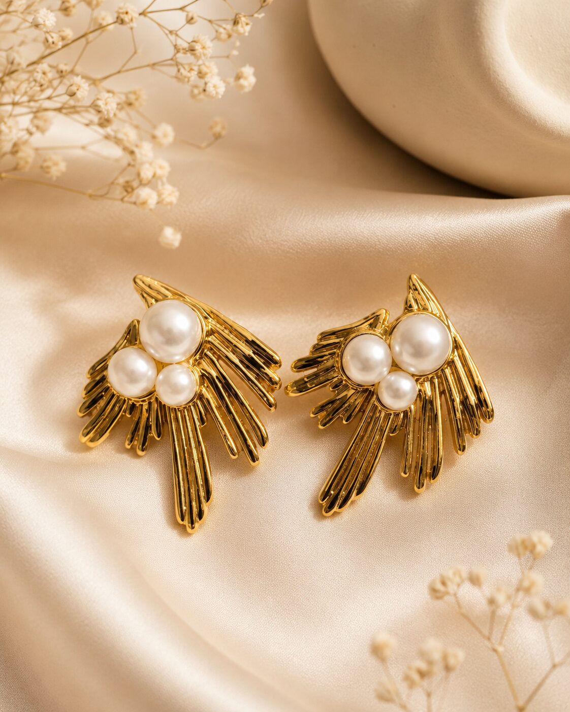 2026/07/17101.jpg Golden Wing Pearl Stud Earrings - Image 1