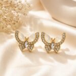 Opal Crystal Butterfly Stud Earrings