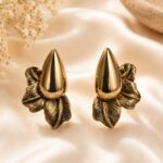 Golden Teardrop Leaf Statement Earrings