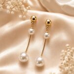 Double Pearl Long Drop Earrings