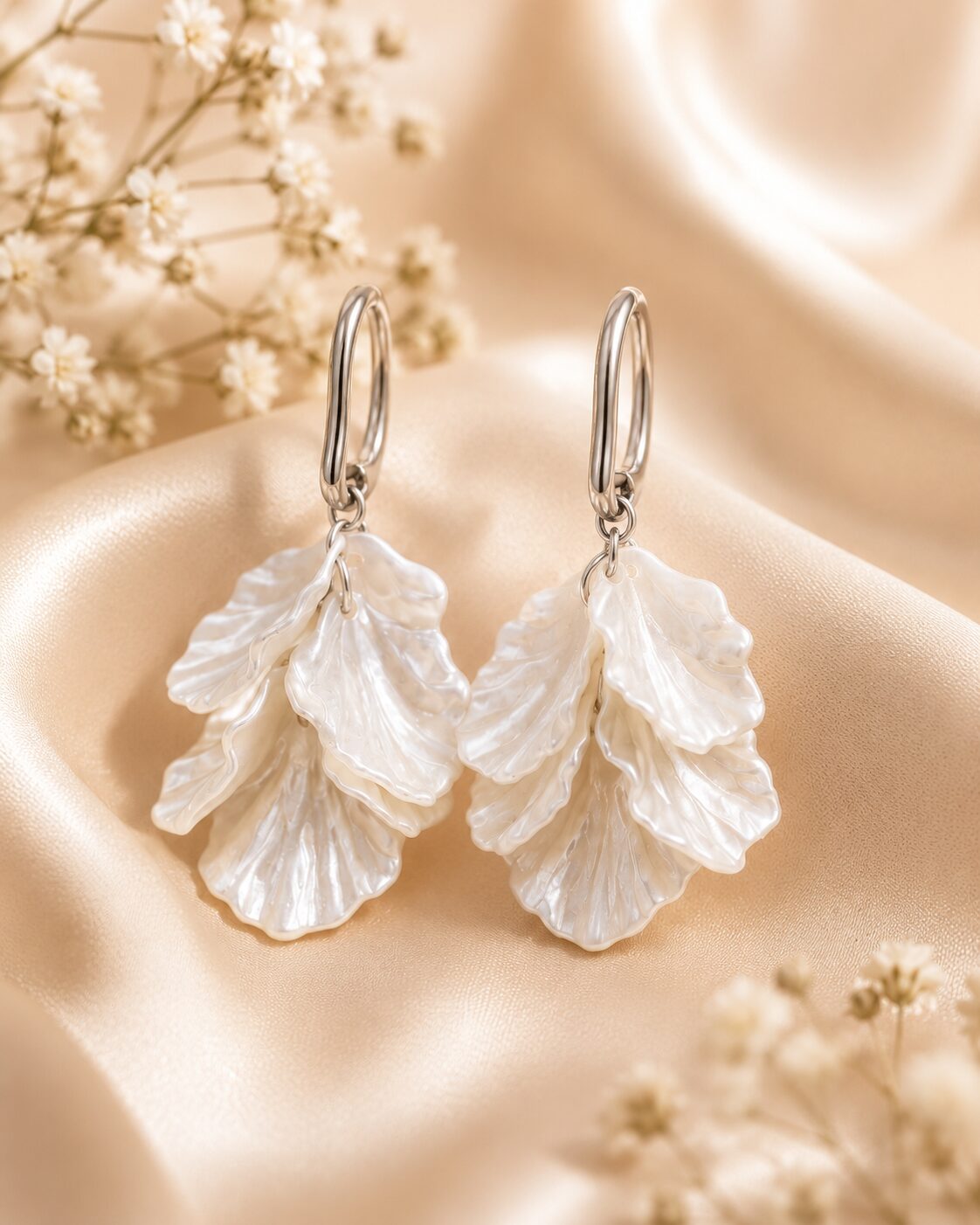 2026/07/17308-1.jpg White Pearl Leaf Cluster Drop Earrings - Image 1