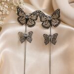 Black Butterfly Crystal Chain Drop Earrings