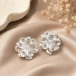 Pearl Blossom Rhinestone Stud Earrings