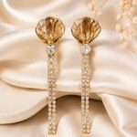 Golden Shell Crystal Tassel Earrings