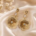 Golden Bloom Crystal Floral Drop Earrings