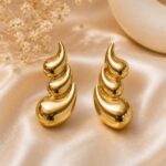 Golden Triple Teardrop Statement Earrings