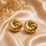 Gold-Tone Spiral Knot Statement Stud Earrings