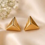 Geometric Gold Triangle Stud Earrings