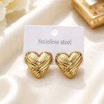 Stainless Steel Gold Heart Stud Earrings for Women | Waterproof Anti-Tarnish Heart Earrings | Minimalist Fashion Jewellery