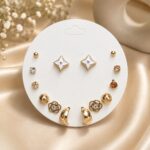 7-Pair Gold-Tone Alloy Stud Earrings Combo Set