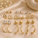 stylish 12-pair alloy earrings combo