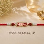 American Diamond Rakhi with Rudraksha Beads Pack of 1 (GRJ-2204)