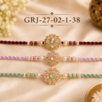 Floral American Diamond Designer Rakhi (GRJ-2702) - Pack of 3