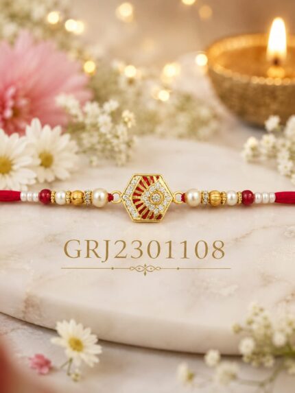 Hexagon American Diamond Rakhi (GRJ2301) - Pack of 6