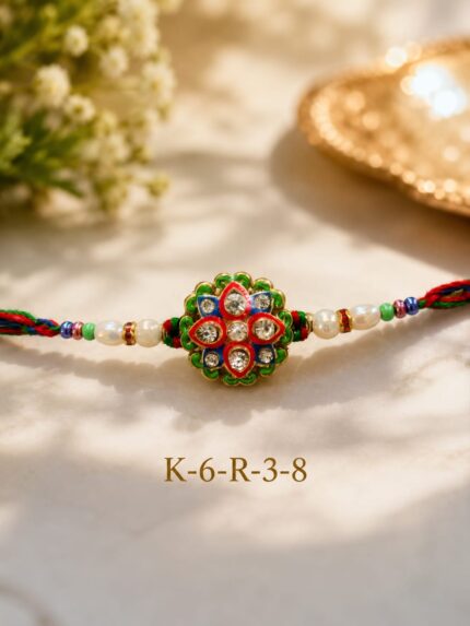 Floral Designer Stone Rakhi (K6R) - Pack of 6