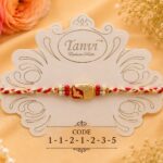 Red & Gold Designer Bead Rakhi (11212) - Pack of 6