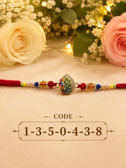 Peacock Feather American Diamond Designer Rakhi (13504) - Pack of 6