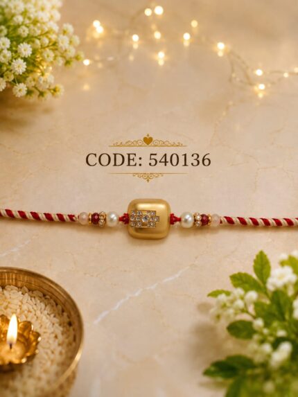 Gold-Tone American Diamond Designer Rakhi (5401) - Pack of 6